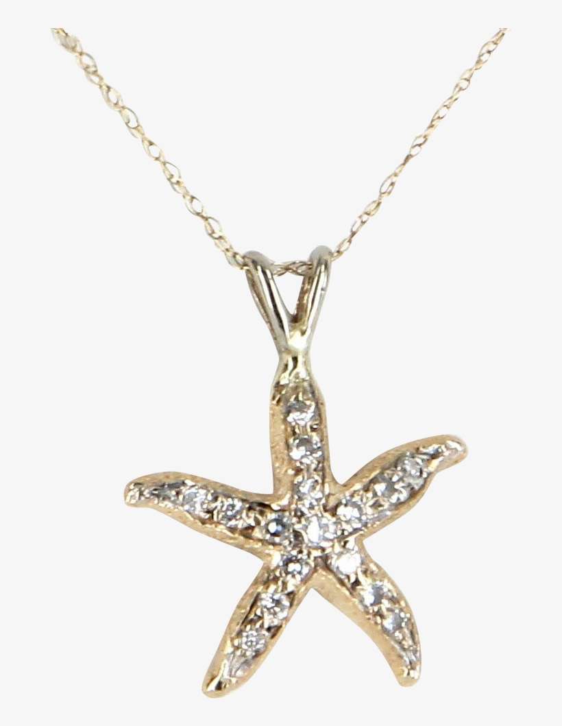 Starfish Diamond Necklace Vintage 14 Karat Yellow Gold, transparent png download