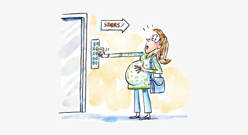 Pregnant Woman Waiting For The Elevator - Waiting For The Elevator, transparent png download