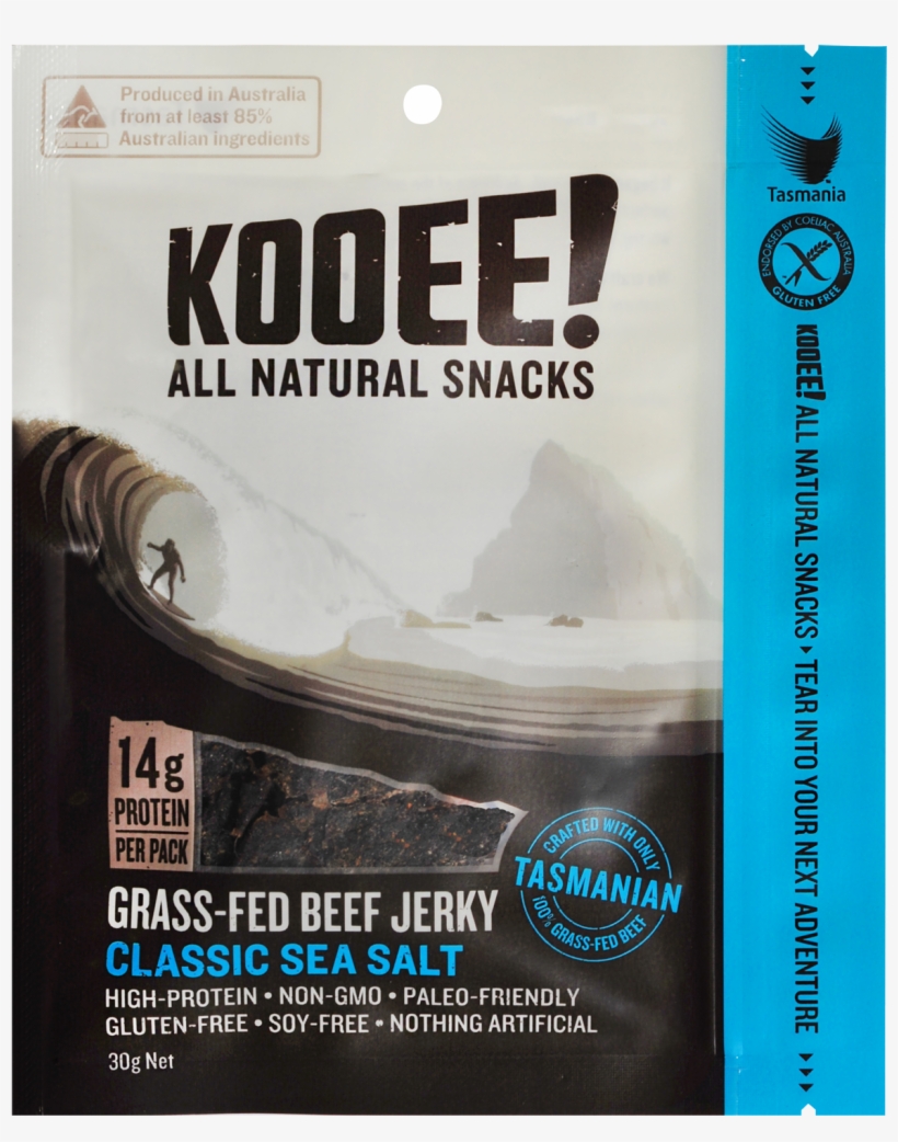 Kooee Grass-fed Sea Salt Beef Jerky 30g - Kooee Snacks Grass-fed Beef Jerky- Classic Sea Salt-, transparent png download