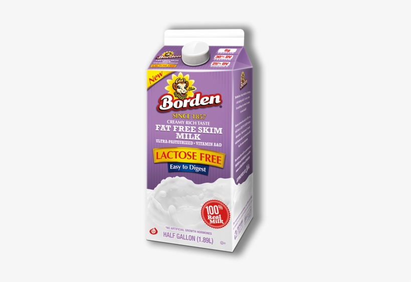 Lactose Free Fat Free Milk - Borden Half Gallon Fat Free, transparent png download