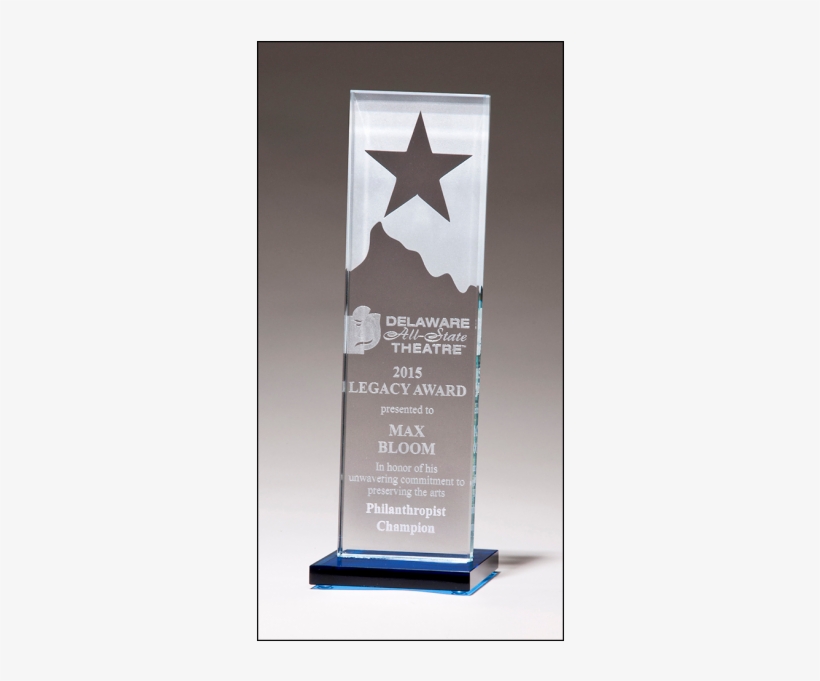 Etched Clear Glass Award With Star And Mountain Peak - Custom Star And Mountain Peak Award (3 1/8"x9 1/4"),, transparent png download
