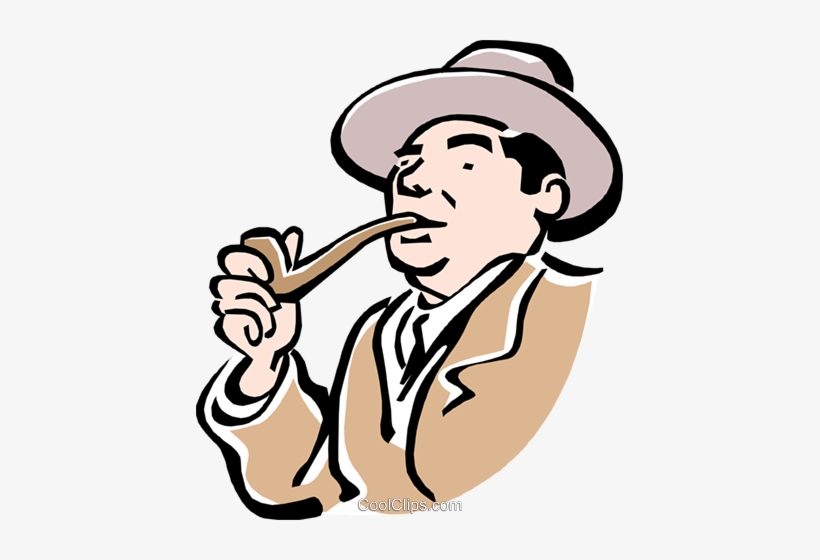Man Smoking Pipe Royalty Free Vector Clip Art Illustration - Desenho Homem Com Cachimbo, transparent png download