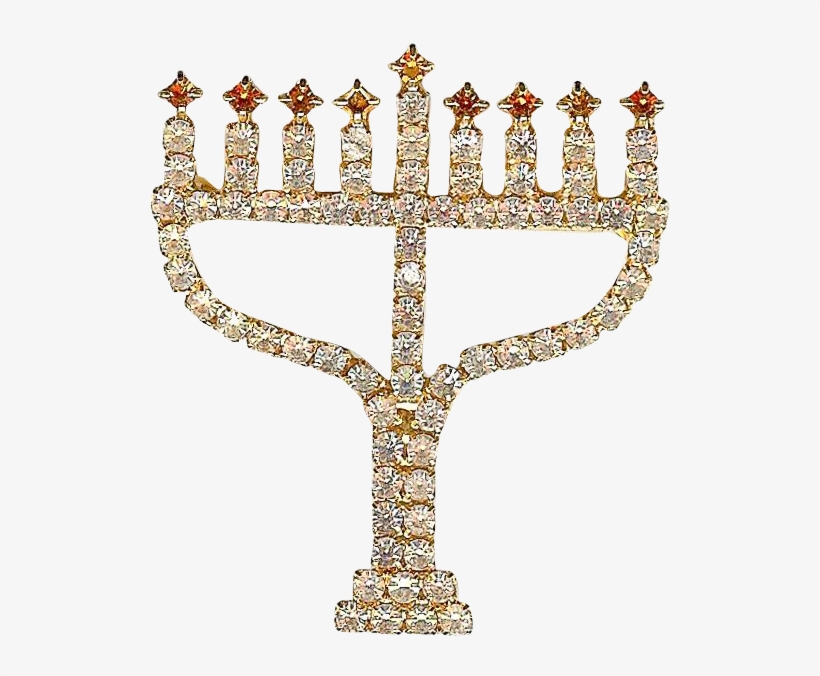 Sparkling Hanukkah Menorah Clear Rhinestone Brooch - Esquire, transparent png download