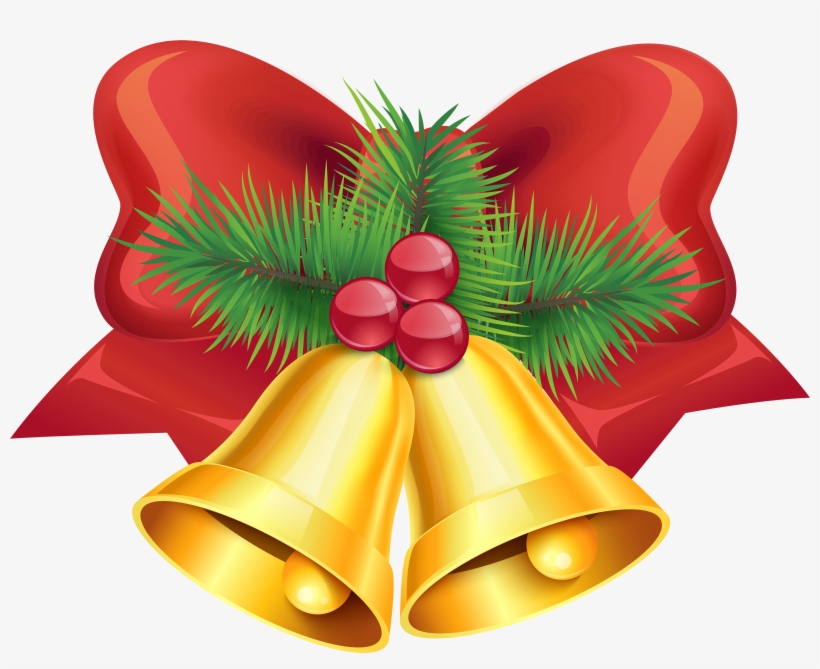 Christmas Bow With Bells, transparent png download