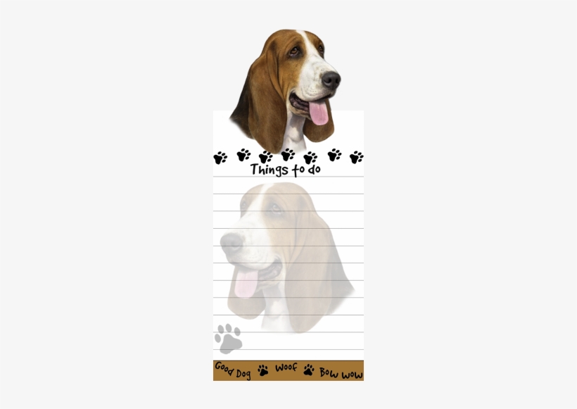 Basset Hound List Stationery Notepad - Black Pug Magnetic Sticky Note Pad, transparent png download