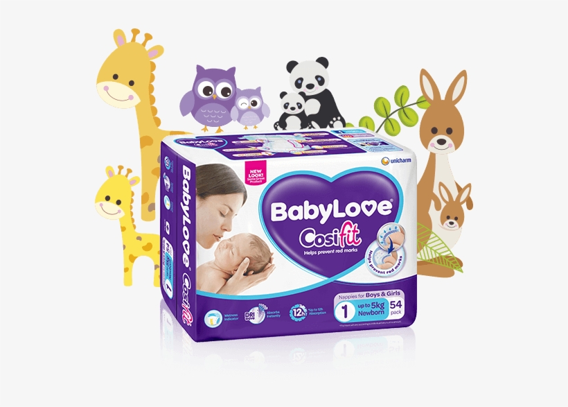 Available In Handy Pack , Bulk Pack (54) And Jumbo - Babylove Infant Cosifit Nappies 3-8kg 48pk, transparent png download