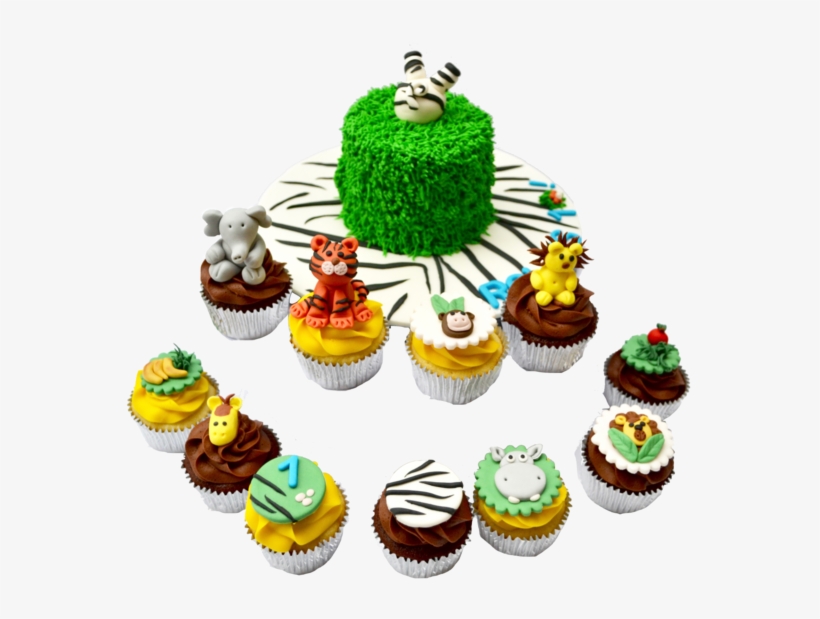 Zebra Into The Cake Cake, With Animal Cupcakes For - Sugar Street Boutique, transparent png download