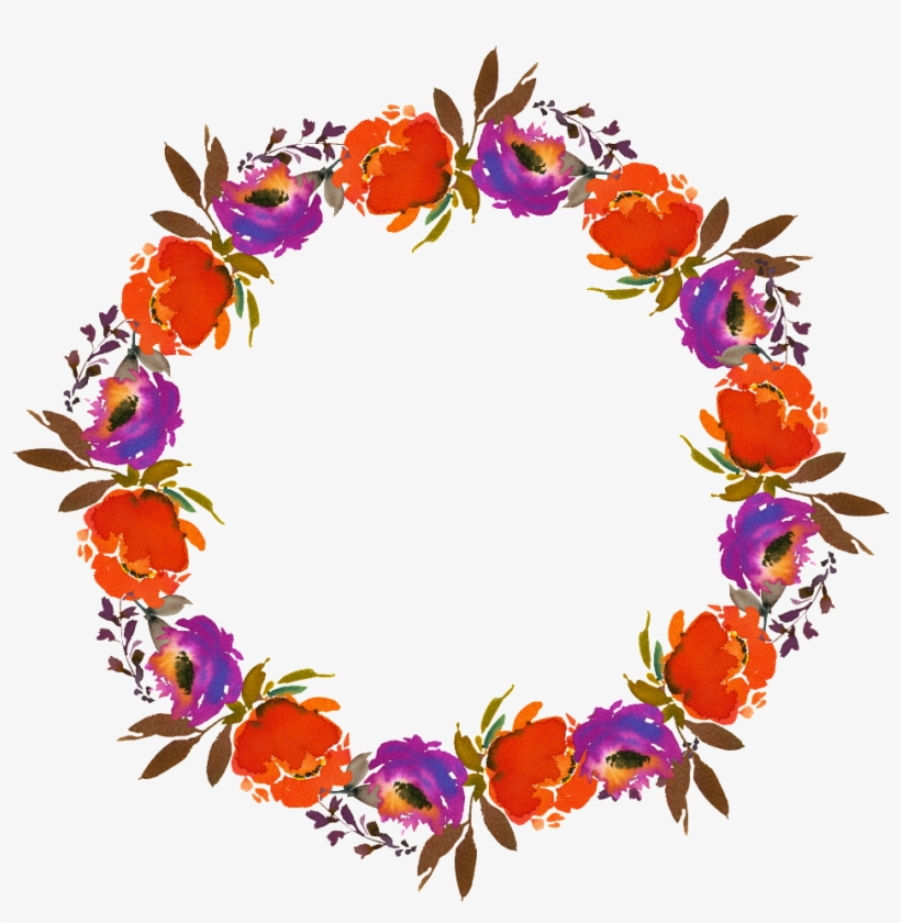 Hand Painted Orange Flower Garland Png Transparent - Portable Network Graphics, transparent png download