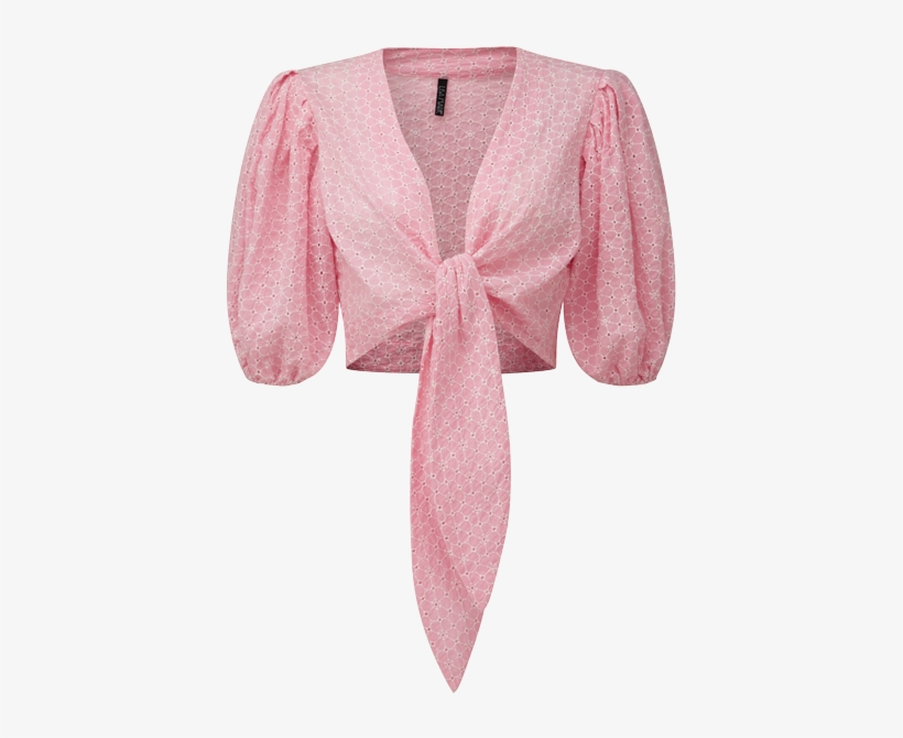 Daisy Pink And White Eyelet Pouf Blouse - Cardigan, transparent png download