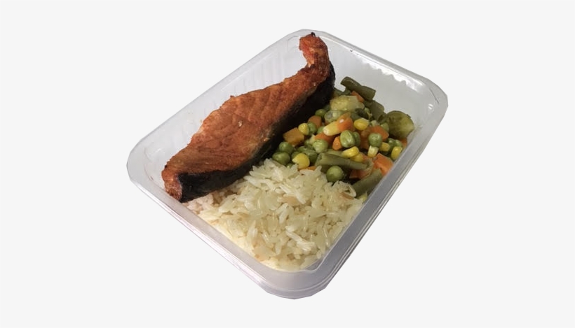 Salmon, Brown Rice, Mixed Vegetables - White Rice, transparent png download