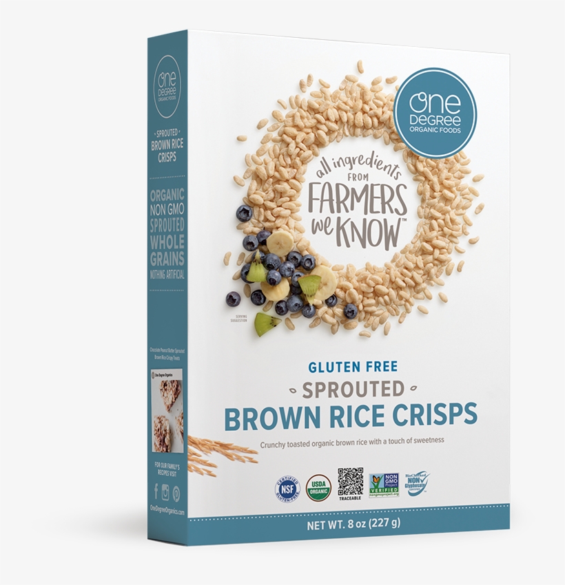 Sprouted Brown Rice Crisps - One Degree Organic Foods Sprouted Brown Rice Crisps, transparent png download