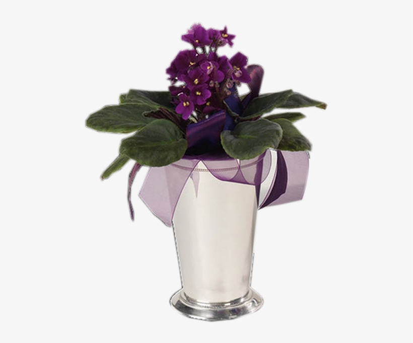 Violets In Silver Vase - Violets In A Vase, transparent png download