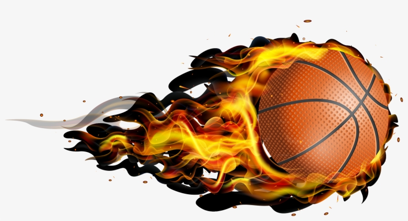 Flying Fireball Basketball 2901*1433 Transprent Png - Flaming Basketball Queen Duvet, transparent png download