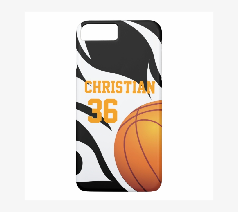 Personalise Flaming Basketball B/w Iphone 7 Plus Case - Iphone, transparent png download
