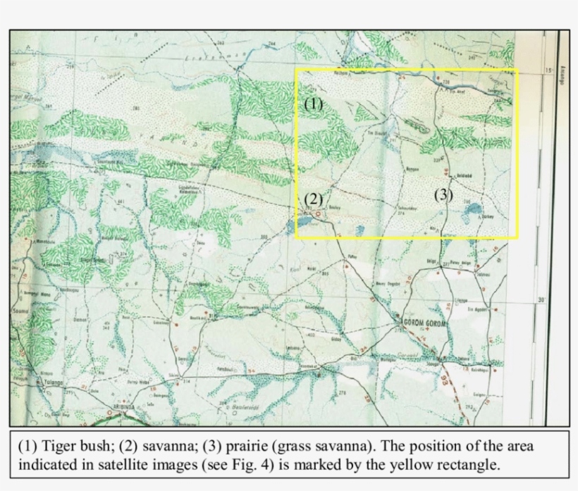 Section Of The Topographic Map For Hombori Indicating - Topographic Map Of Savanna, transparent png download