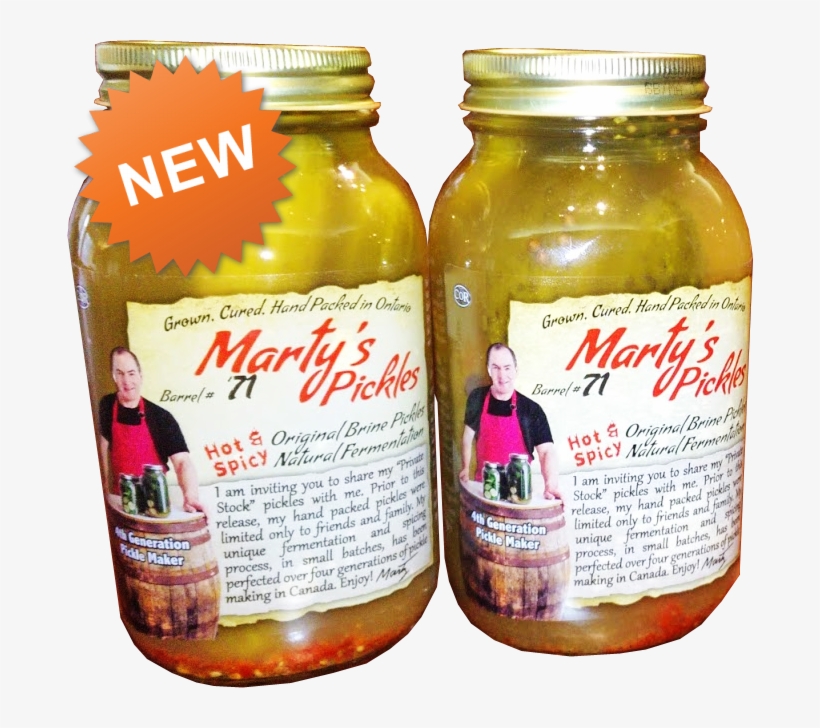 Martys Pickles Hot And Spicy Dill Pickles - New, transparent png download