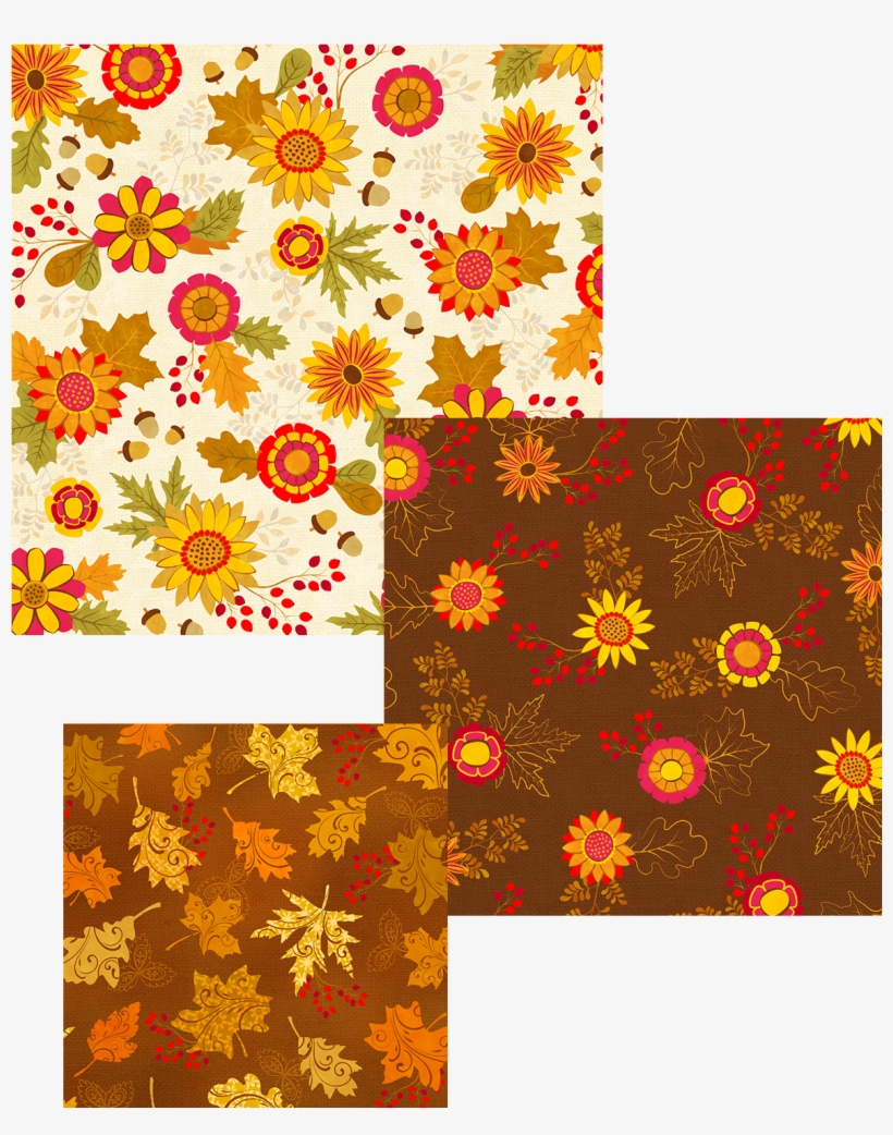 Fl08 Fall Flowers Cream Fl07 Fall Flowers Brown Fl09 - Motif, transparent png download