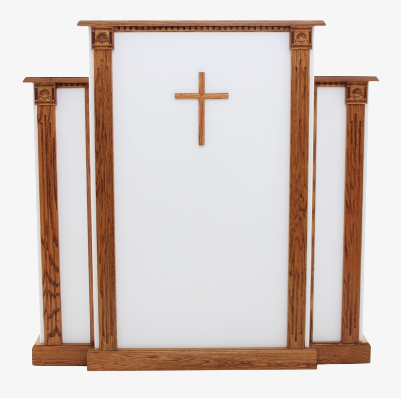 Church Wood Pulpit White W/cross, Fluting & Scrollwork - Church Pulpit Png, transparent png download