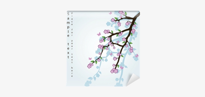 Abstract Background With Sakura Branch Wall Mural • - Sakura Branch, transparent png download