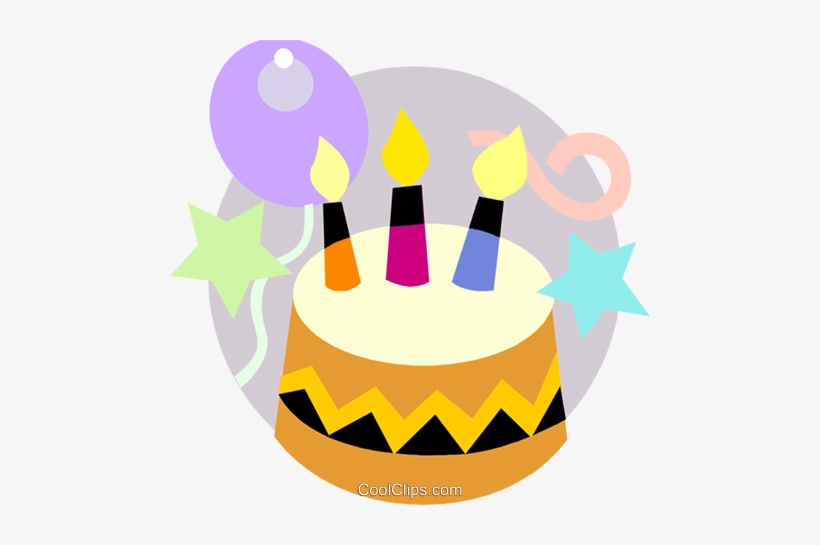Birthday Cake With Balloons Royalty Free Vector Clip - Birthday Cake With 3 Candles, transparent png download