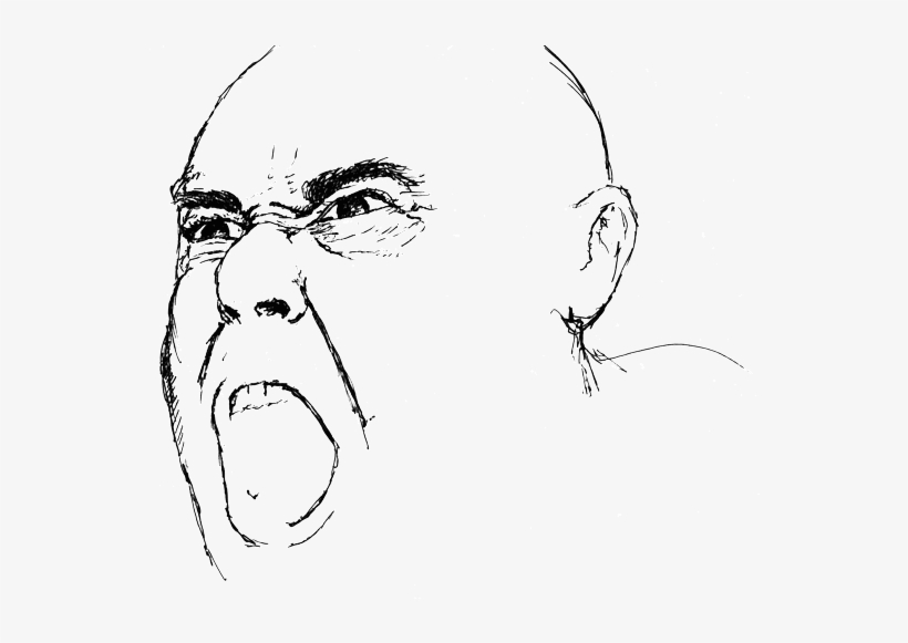 Ink Sketch Of A Man's Face, Screaming - Sketch, transparent png download
