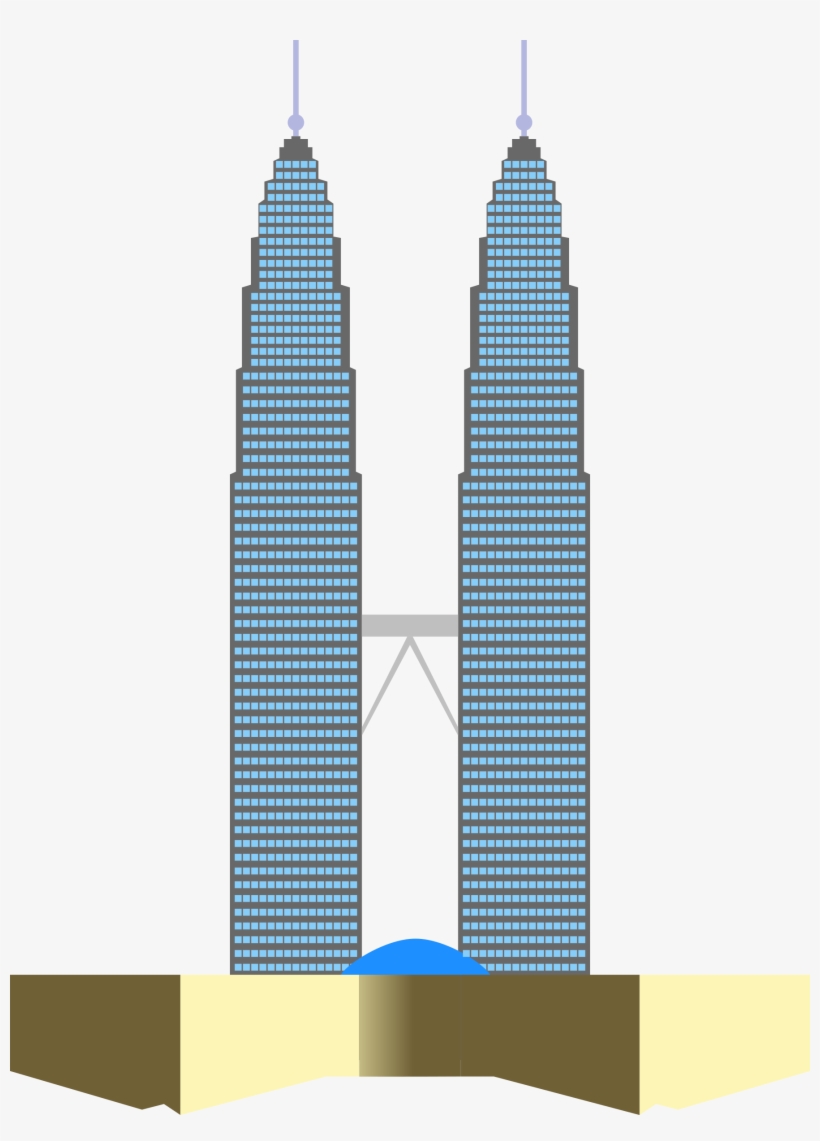 Building Clipart Petronas - Twin Tower Malaysia Cartoon, transparent png download