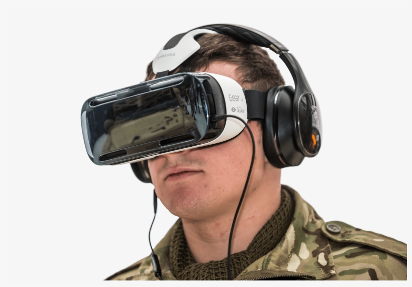 Solider Wearing A Vr Headset And Headphones For An - Virtual Reality, transparent png download