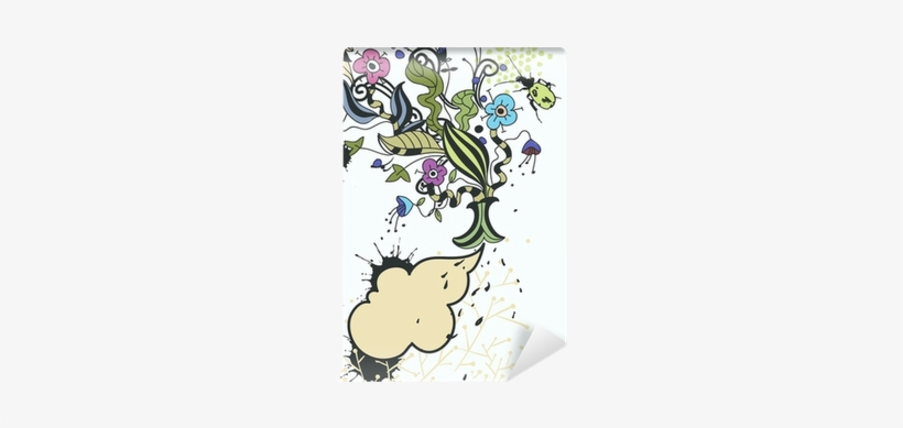 Fantasy Vector Frame With Colored Flowers And Paint - Cartoon, transparent png download