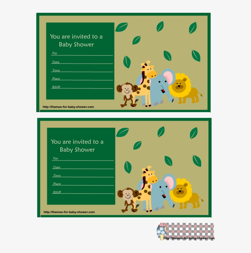 Safari Baby Shower Invitations Featuring Lion, Monkey, - Invitaciones De Safari Vacias, transparent png download