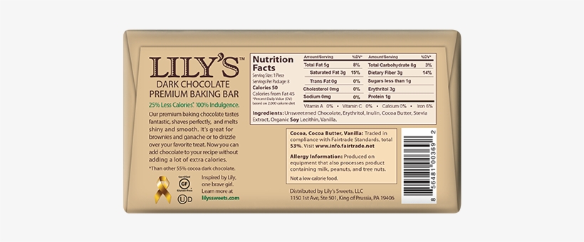 Premium Dark Chocolate Baking Bar - Lilys Dark Chocolate Baking Bar 4oz Pack, transparent png download