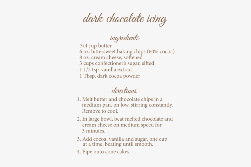 Dark Chocolate Icing Recipe - Positioning Statement, transparent png download