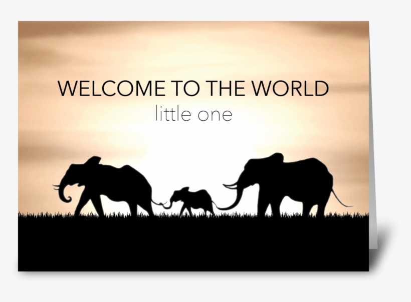 Baby Shower Elephant Card Greeting Card - Silhouette, transparent png download