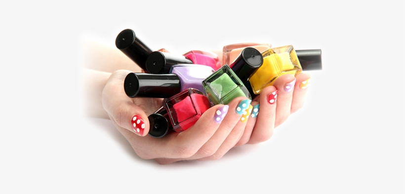 Colorful Nail Polish In Women's Hands With Colorful - Nail Polish, transparent png download