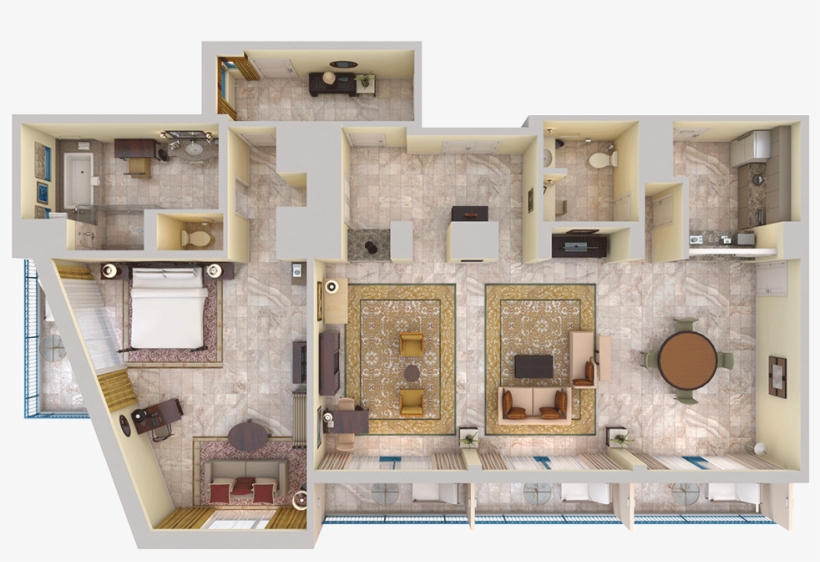 Prime Minister Suite - 3d Floor Plan Top View, transparent png download