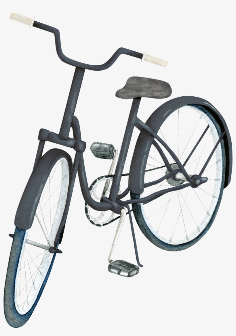 Bicicleta Png De Decoracion - Bicycle Flowers Basket Watercolor, transparent png download