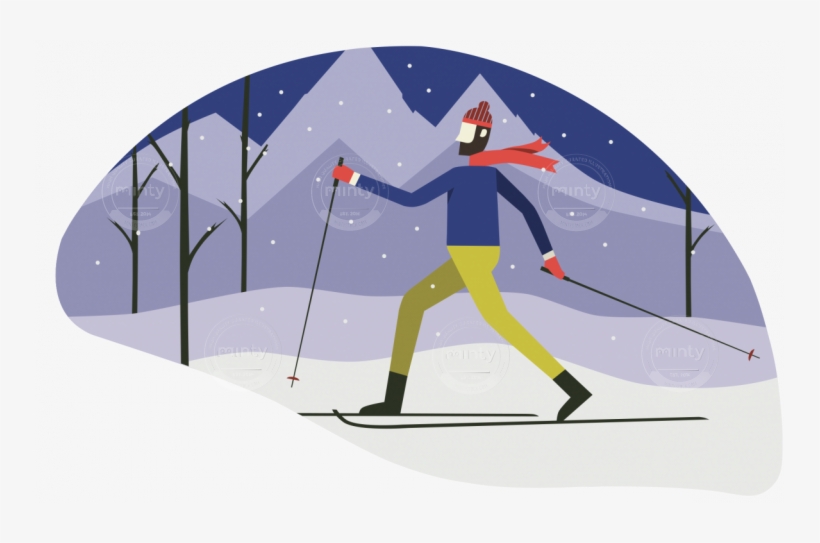 Cross-country Skiing - Cross Country Skiing Illustration, transparent png download