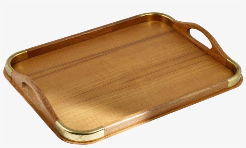 Winsome Wood Teak And Brass Tray Vintage Mid Century - Plywood, transparent png download