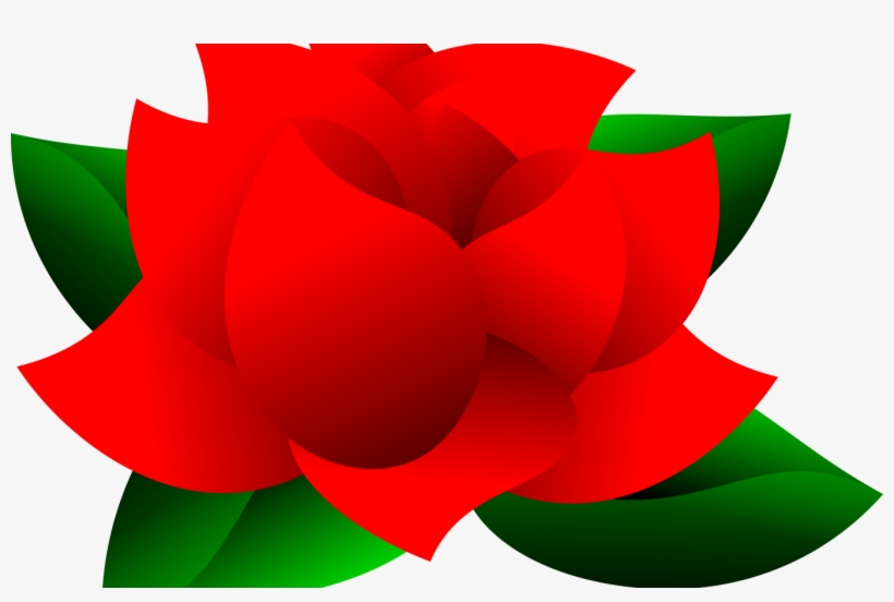 Beautiful Red Rose With Green Leaves Clipart Isolated - Clip Art, transparent png download