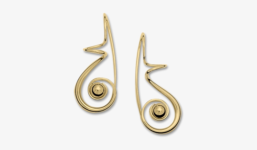 14kt Clef Earrings With Gold Ball - Gold, transparent png download