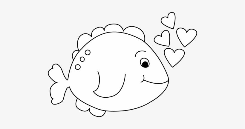 Fish Black And White Cute Black And White Valentine'day - Cute Black And White Clip Art, transparent png download