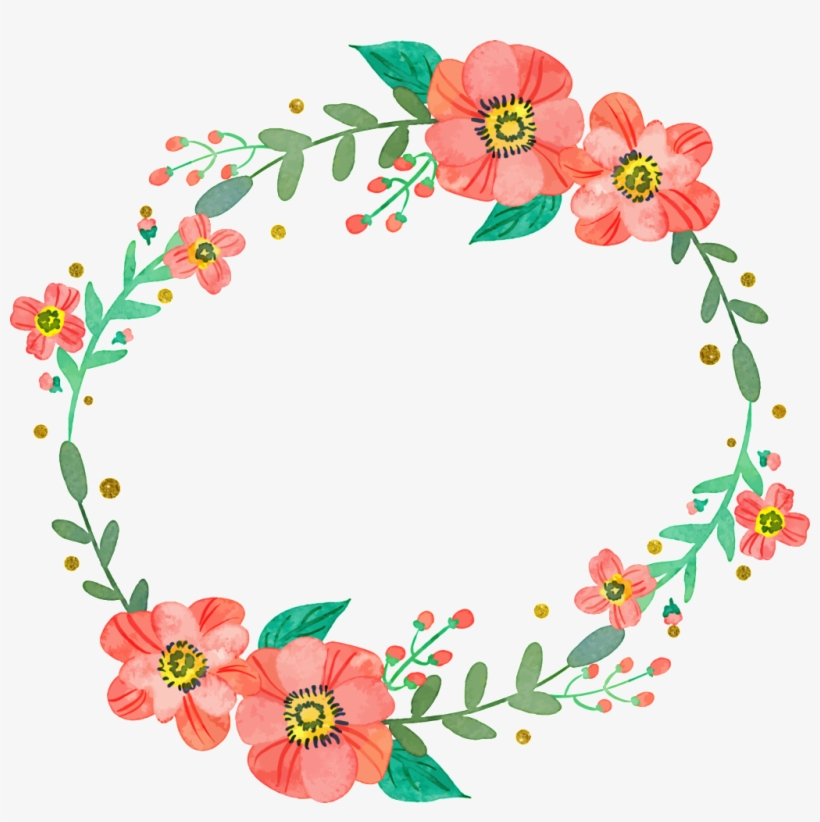 Fresh And Bright Pink Flowers Hand Painted Garland - 文字 邊框, transparent png download