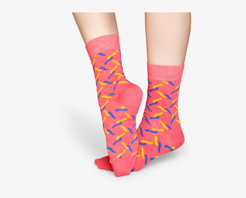 Calcetines De Color Rosa Con Líneas De Amarillo Y Azul - Sock, transparent png download