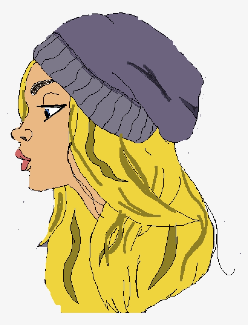 Blonde Girl With Purple Beanie - Beanie, transparent png download