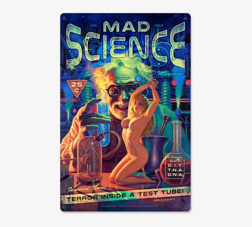 Vintage Tin Sign - Greg Hildebrandt Mad Science, transparent png download