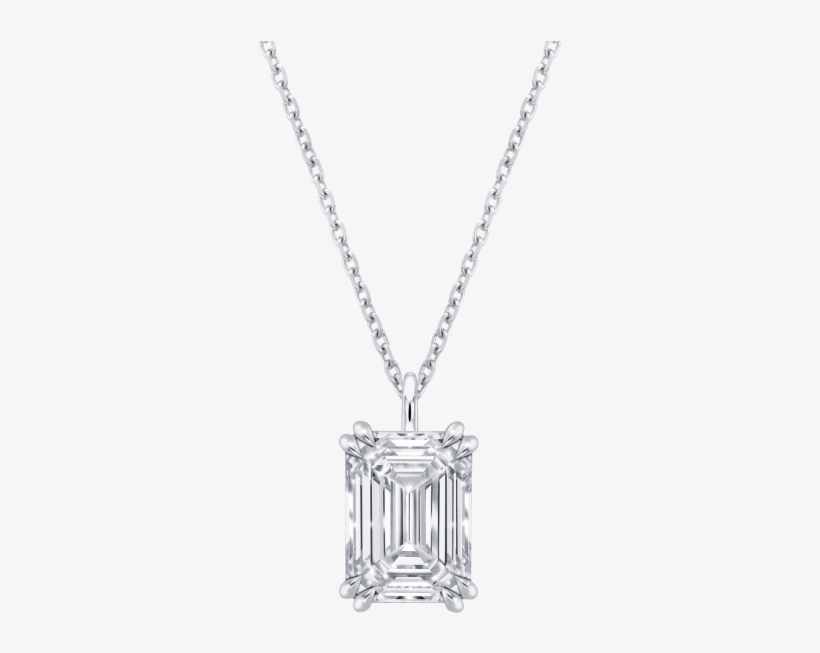 Emerald Cut Diamond Necklace - Necklace, transparent png download