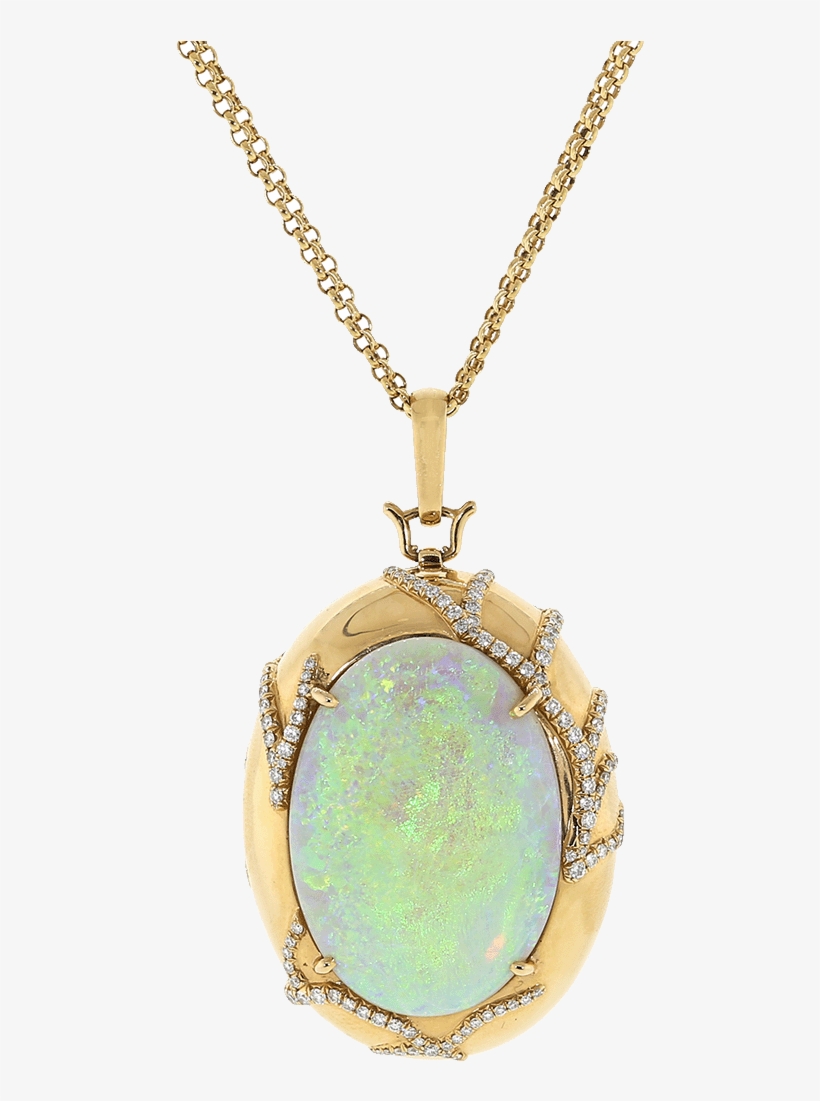 Crystal Opal And Diamond Locket Necklace Marissa Collections - Necklace, transparent png download