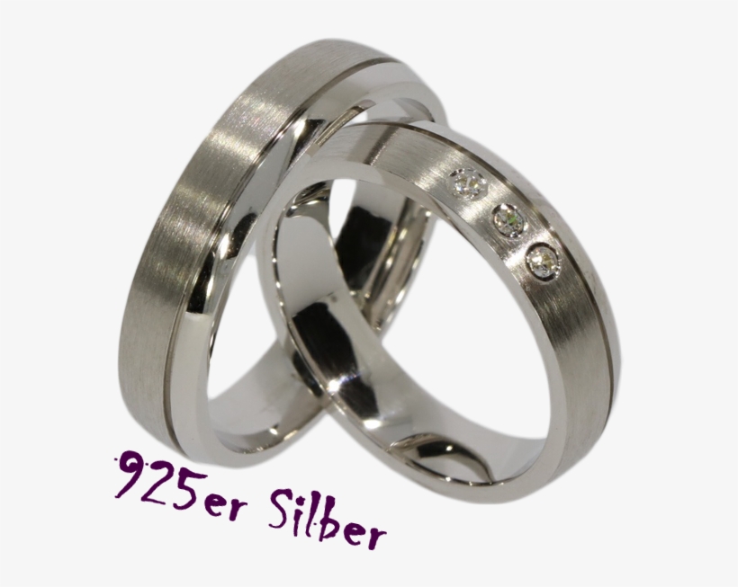 2 Silver Wedding Rings Couple Rings With 3 Cubic Zirconia - Thriller, transparent png download