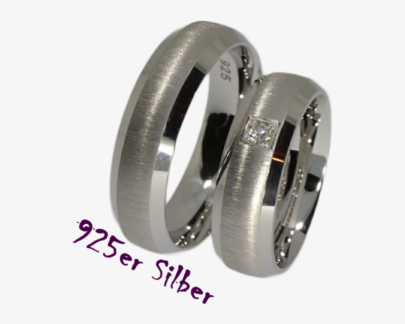 2 Silver Wedding Rings Couple Rings With Cubic Zirconia - Titanium Ring, transparent png download