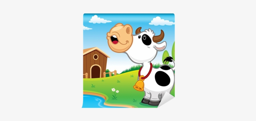 Vector Illustration Of Cartoon Cow Wall Mural • Pixers® - Vector Graphics, transparent png download