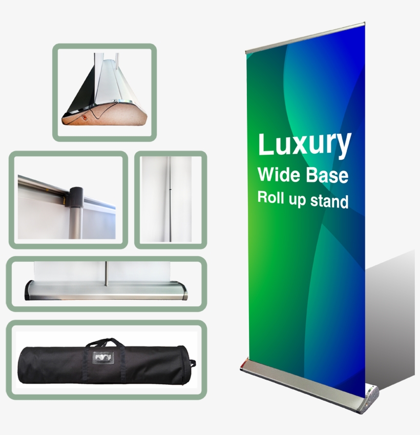 Pull Up Banners Luxury Wide Base - Roll Up Stand Banner PNG Image